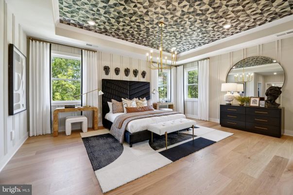 Bedroom, Chandelier, Interior, Pendant Lights, Wood Texture Flooring