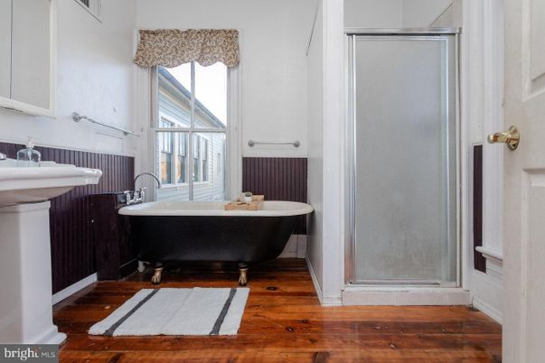 Bathroom, Free Standing Baths, Interior, Wood Texture Flooring
