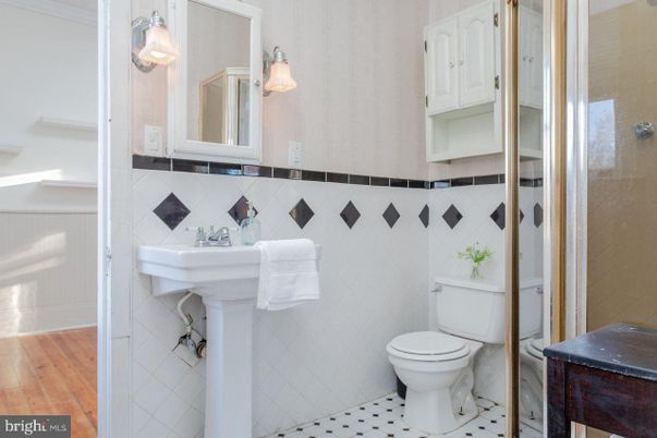 Bathroom, Glass Shower, Interior, Wood Texture Flooring