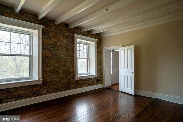 Empty room, Interior, Stone Walls, Wood Texture Flooring