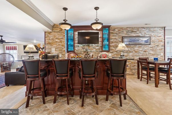 Dining room, Interior, Pendant Lights, Stone Walls