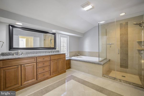 Bathroom, Dual Sink Vanities, Glass Shower, Interior, Recessed Lighting