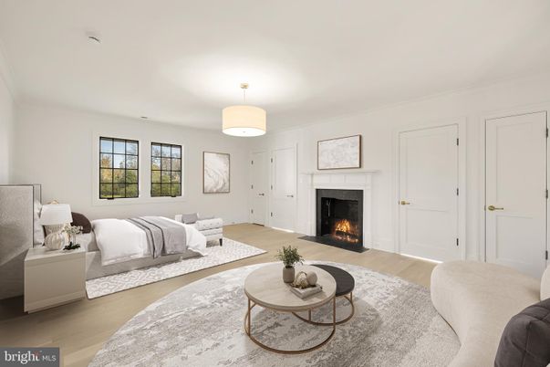 Bedroom, Fireplace, Interior, Wood Texture Flooring