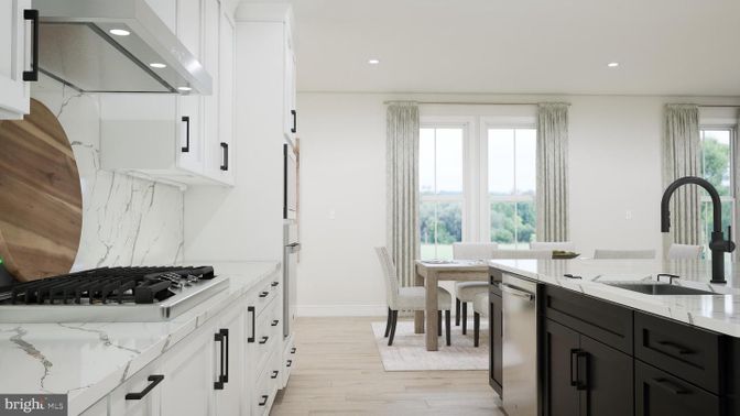 Dining room, Interior, Kitchen, Recessed Lighting, Stainless Steel Appliances, Wood Texture Flooring