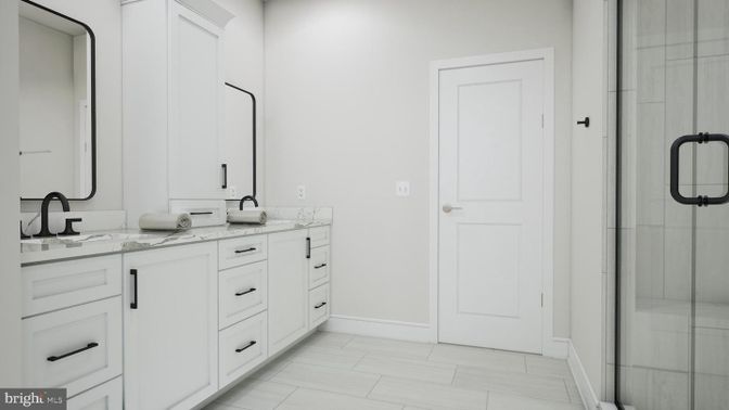 Bathroom, Dual Sink Vanities, Glass Shower, Interior