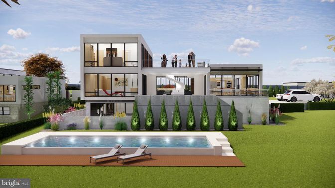 Backyard, Exterior, Facade, Pool, Modern