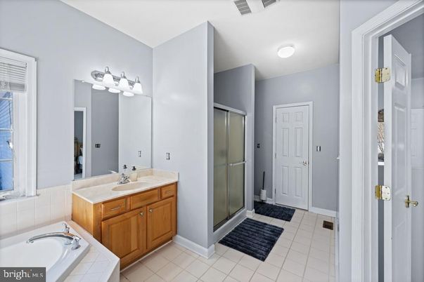Bathroom, Dual Sink Vanities, Glass Shower, Interior, Tile Countertops