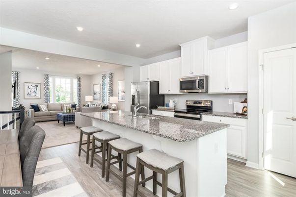 Interior, Kitchen, Living room, Recessed Lighting, Stainless Steel Appliances, Wood Texture Flooring