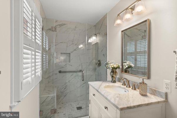 Bathroom, Glass Shower, Interior, Marble Walls