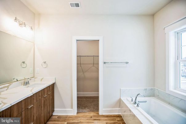 Bathroom, Dual Sink Vanities, Interior, Wood Texture Flooring