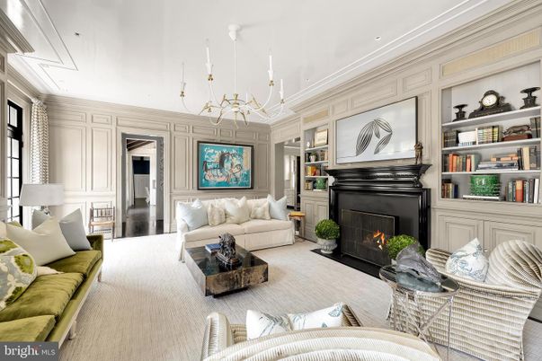 Chandelier, Fireplace, Interior, Living room