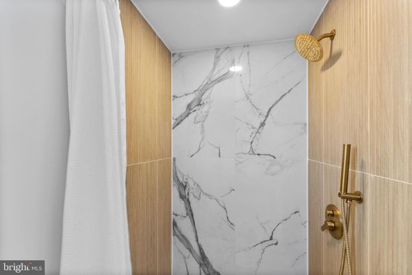 Bathroom, Interior, Marble Walls, Recessed Lighting