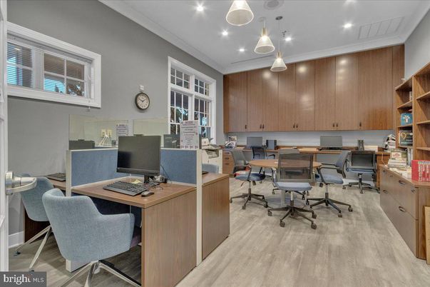 Home Office, Interior, Pendant Lights, Recessed Lighting, Wood Texture Flooring