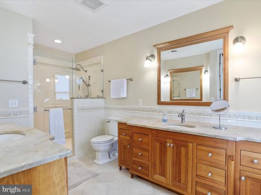 Bathroom, Dual Sink Vanities, Glass Shower, Interior, Recessed Lighting