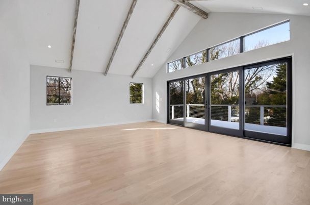 Empty room, Interior, Recessed Lighting, Wooden Beams, Wood Texture Flooring