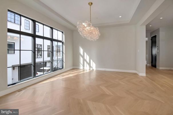 Chandelier, Empty room, Interior, Recessed Lighting, Wood Texture Flooring