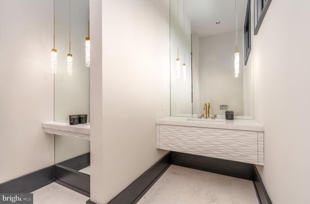 Bathroom, Interior, Marble, Pendant Lights, Recessed Lighting