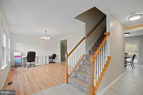 Chandelier, Home Office, Interior, Wood Texture Flooring