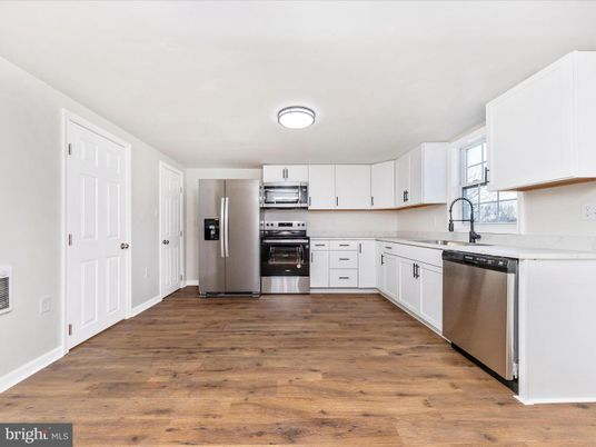 Interior, Kitchen, Stainless Steel Appliances, Wood Texture Flooring