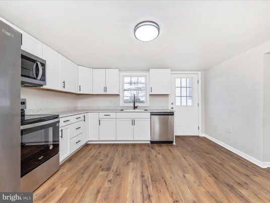 Interior, Kitchen, Stainless Steel Appliances, Wood Texture Flooring