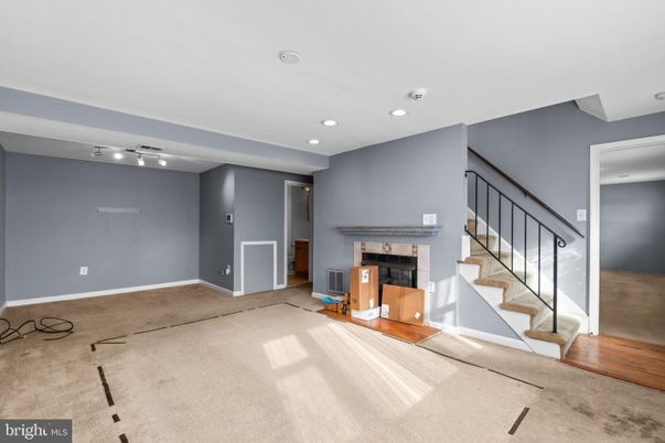 Fireplace, Interior, Recessed Lighting, Wood Texture Flooring
