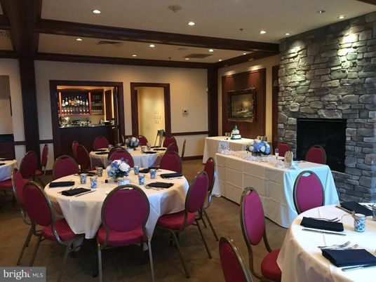 Dining room, Fireplace, Interior, Recessed Lighting, Stone Walls