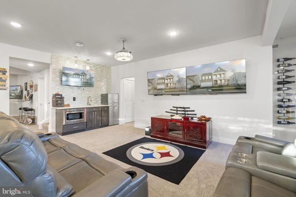 Home Theatre Room, Interior, Living room, Recessed Lighting, Stone Walls