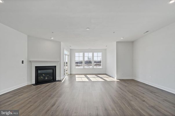 Empty room, Fireplace, Interior, Recessed Lighting, Wood Texture Flooring