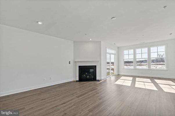 Empty room, Fireplace, Interior, Recessed Lighting, Wood Texture Flooring