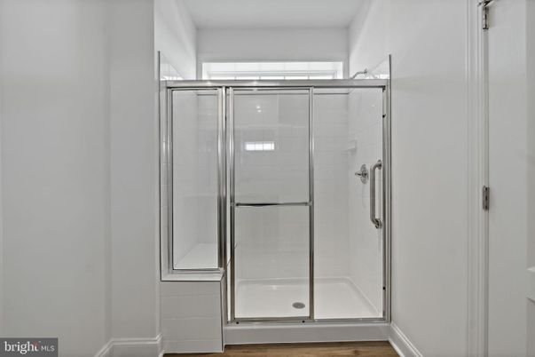 Bathroom, Glass Shower, Interior, Wood Texture Flooring