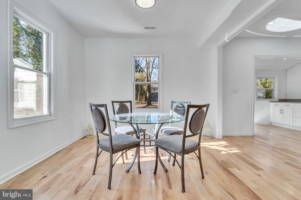 Dining room, Interior, Recessed Lighting, Wood Texture Flooring