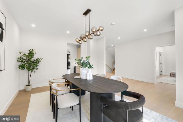 Dining room, Interior, Pendant Lights, Recessed Lighting, Wood Texture Flooring