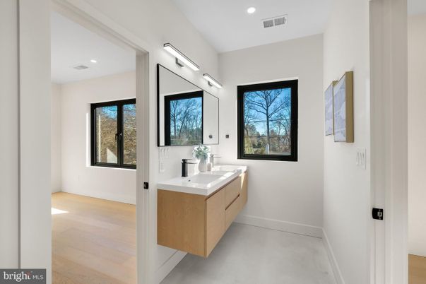 Bathroom, Interior, Recessed Lighting, Wood Texture Flooring