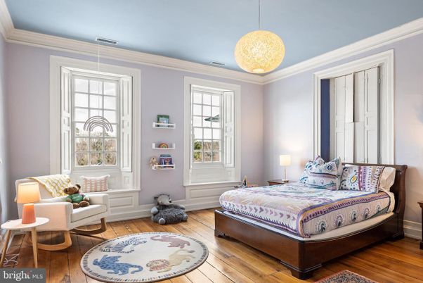 Bedroom, Interior, Pendant Lights, Wood Texture Flooring
