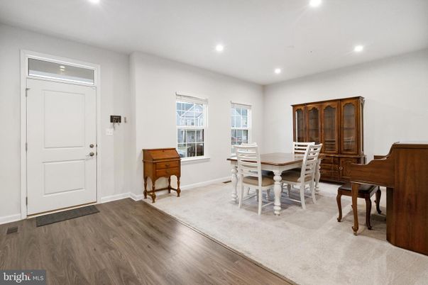 Dining room, Interior, Piano, Recessed Lighting, Wood Texture Flooring