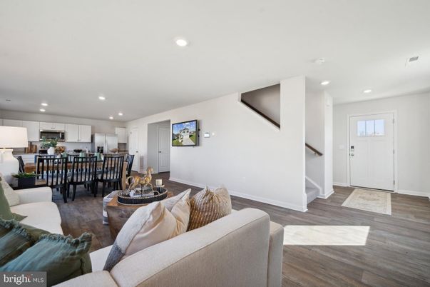 Dining room, Interior, Kitchen, Living room, Recessed Lighting, Wood Texture Flooring