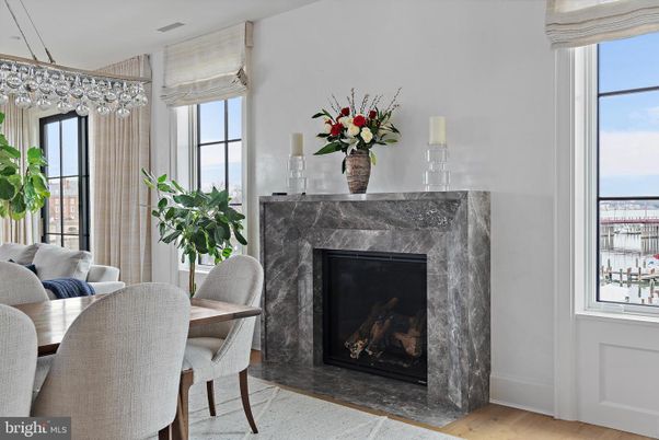 Dining room, Fireplace, Interior, Wood Texture Flooring