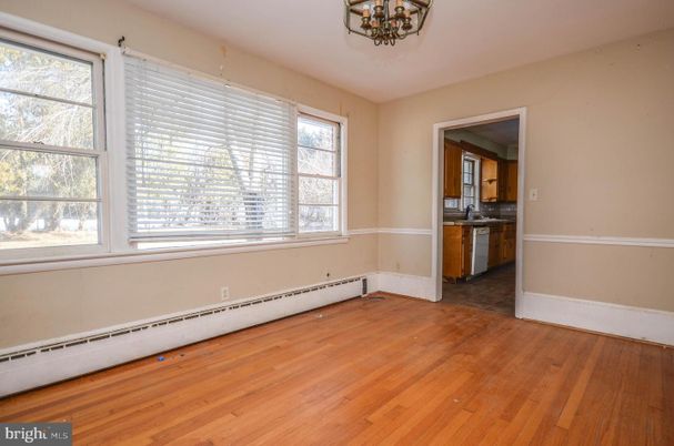 Chandelier, Empty room, Interior, Kitchen, Wood Texture Flooring
