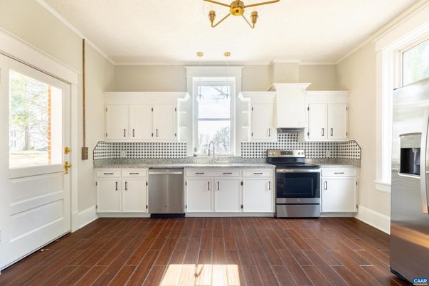 Interior, Kitchen, Stainless Steel Appliances, Wood Texture Flooring
