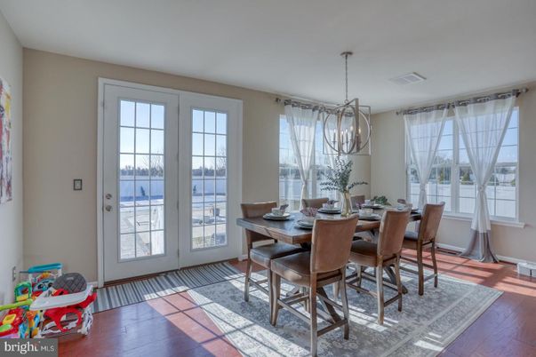 Chandelier, Dining room, Interior, Pendant Lights, Wood Texture Flooring