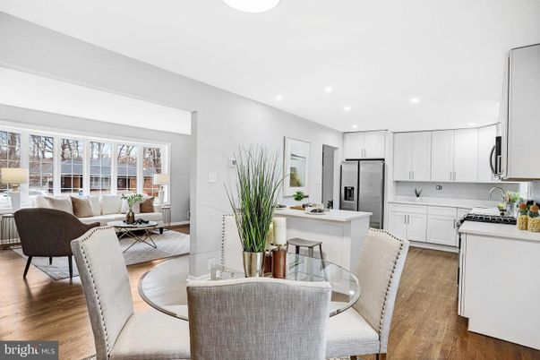 Dining room, Interior, Kitchen, Living room, Recessed Lighting, Stainless Steel Appliances, Wood Texture Flooring