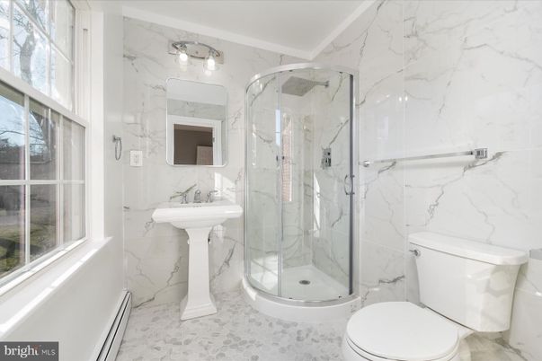 Bathroom, Glass Shower, Interior, Marble Walls