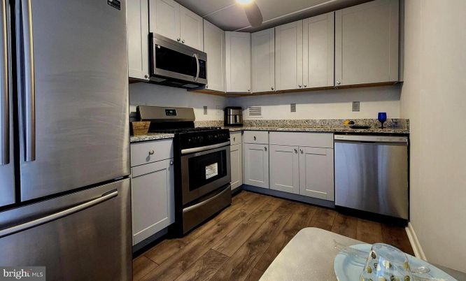 Interior, Kitchen, Stainless Steel Appliances, Wood Texture Flooring