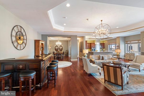 Chandelier, Dining room, Interior, Living room, Recessed Lighting, Wood Texture Flooring
