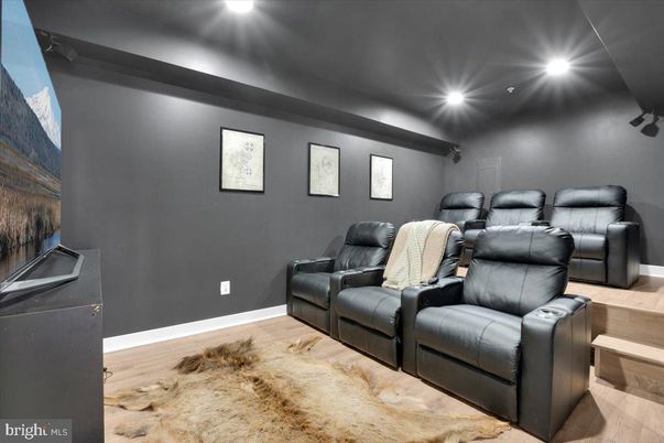 Home Theatre Room, Interior, Recessed Lighting, Theatre Room, Wood Texture Flooring