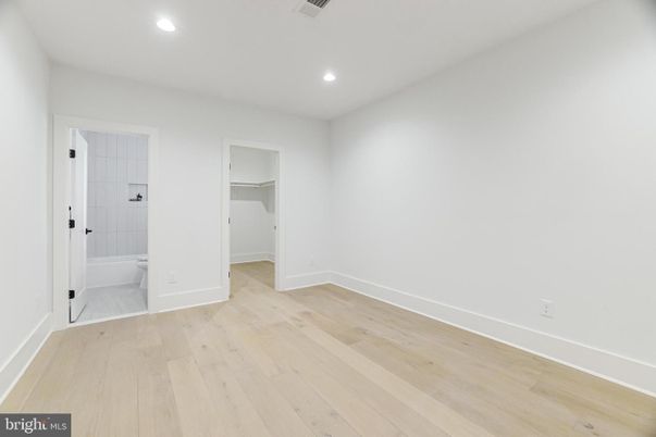 Bathroom, Empty room, Interior, Recessed Lighting, Wood Texture Flooring