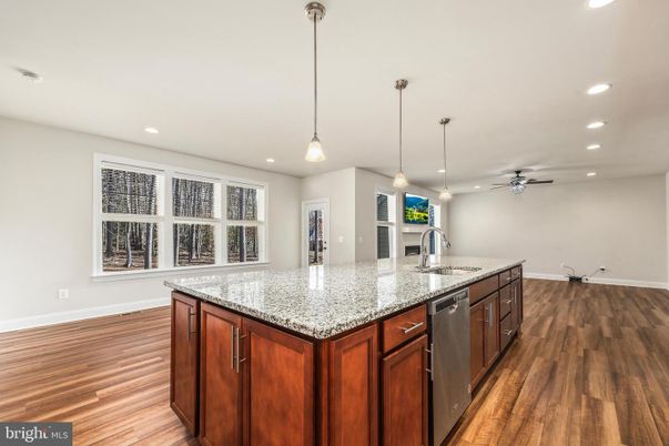 Interior, Kitchen, Pendant Lights, Recessed Lighting, Wood Texture Flooring