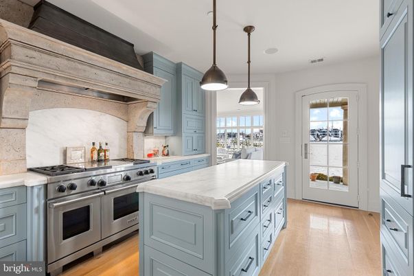 Interior, Kitchen, Pendant Lights, Stainless Steel Appliances, Wood Texture Flooring