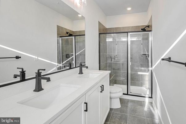 Bathroom, Dual Sink Vanities, Glass Shower, Interior, Recessed Lighting