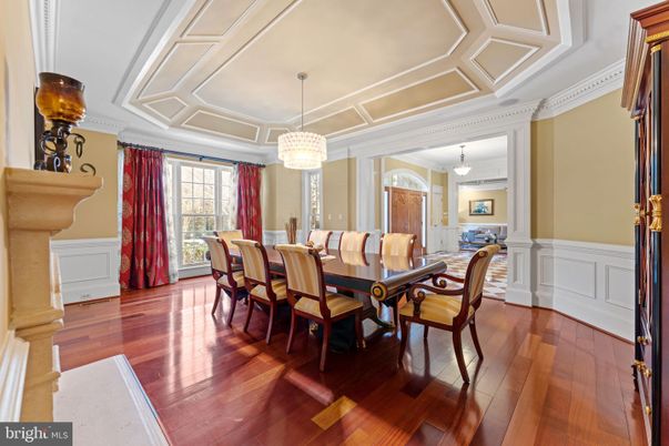 Chandelier, Dining room, Interior, Wood Texture Flooring